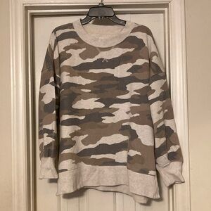 aerie Camo Print Sweatshirt in Tan, Cream, Gray